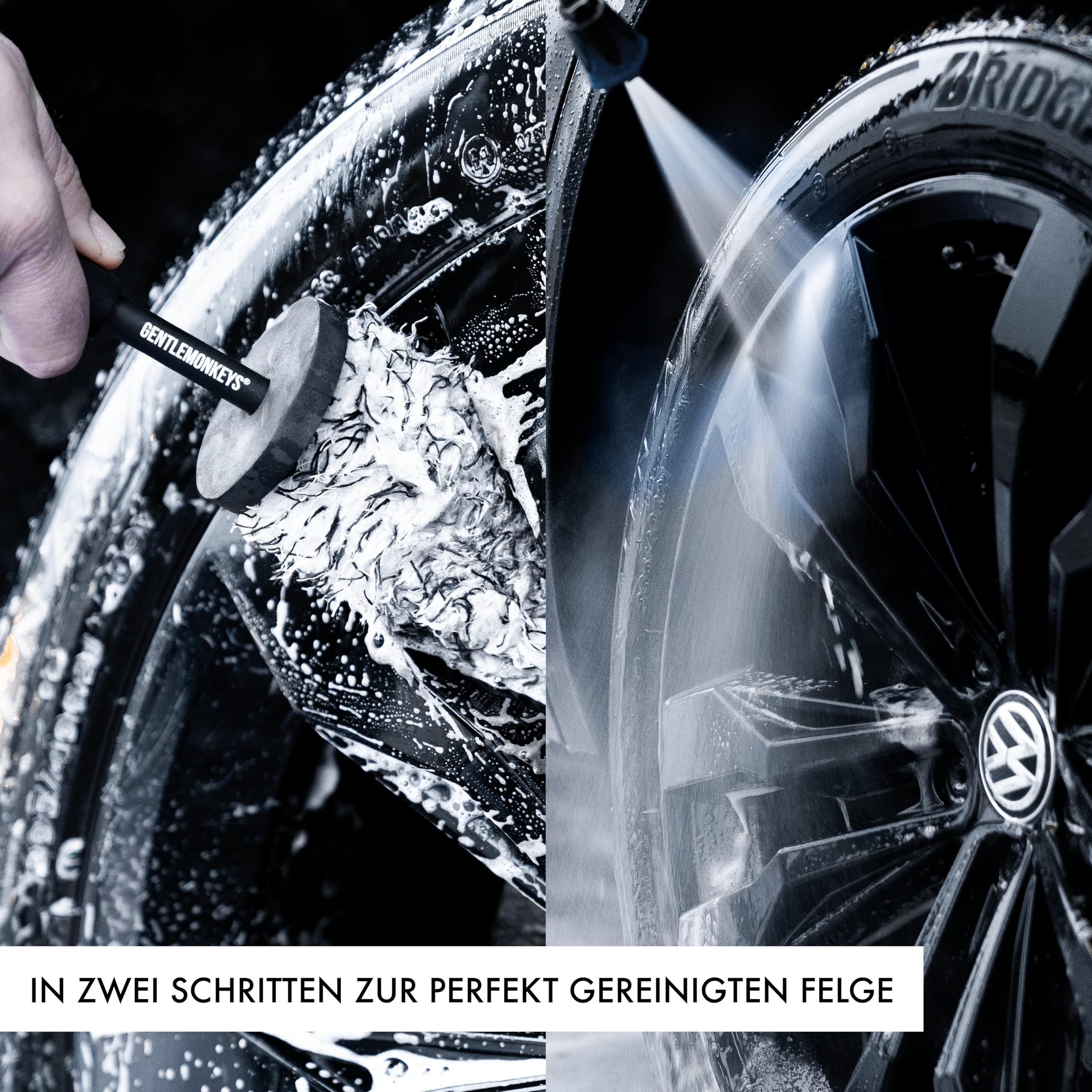 GENTLEMONKEYS Profi Mikrofaser Felgenbürste • Felgenreinigungsbürste mit wechselbarem Bürstenbezug • Auto Felgenbürste für schonende Reinigung • Microfaser Felgenbürste für alle Felgen 7