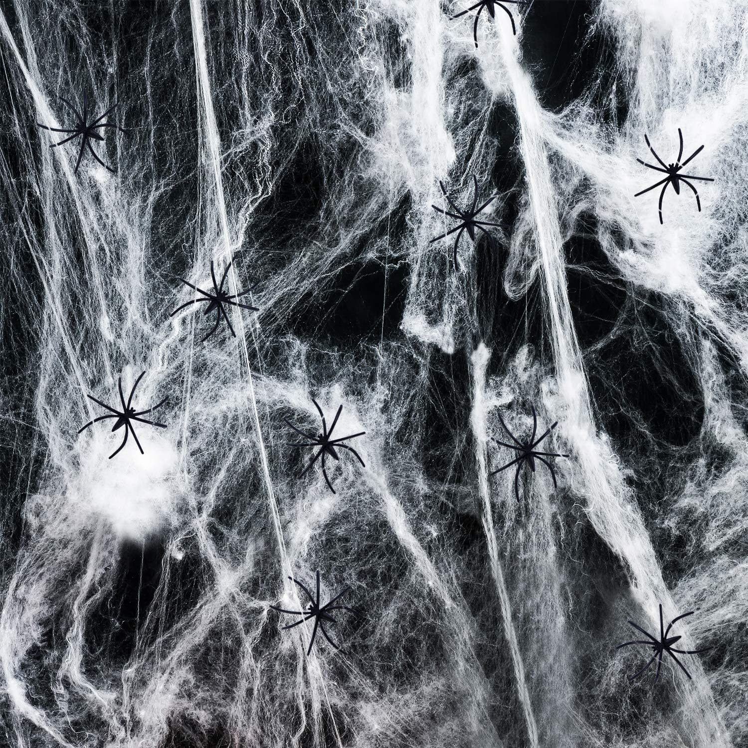 Joyjoz Halloween Spider Web, Halloween Decoration, Stretch Cobweb Set 1000 sqft with 12 Fake Spiders for Halloween Outdoor & Indoor Decorations