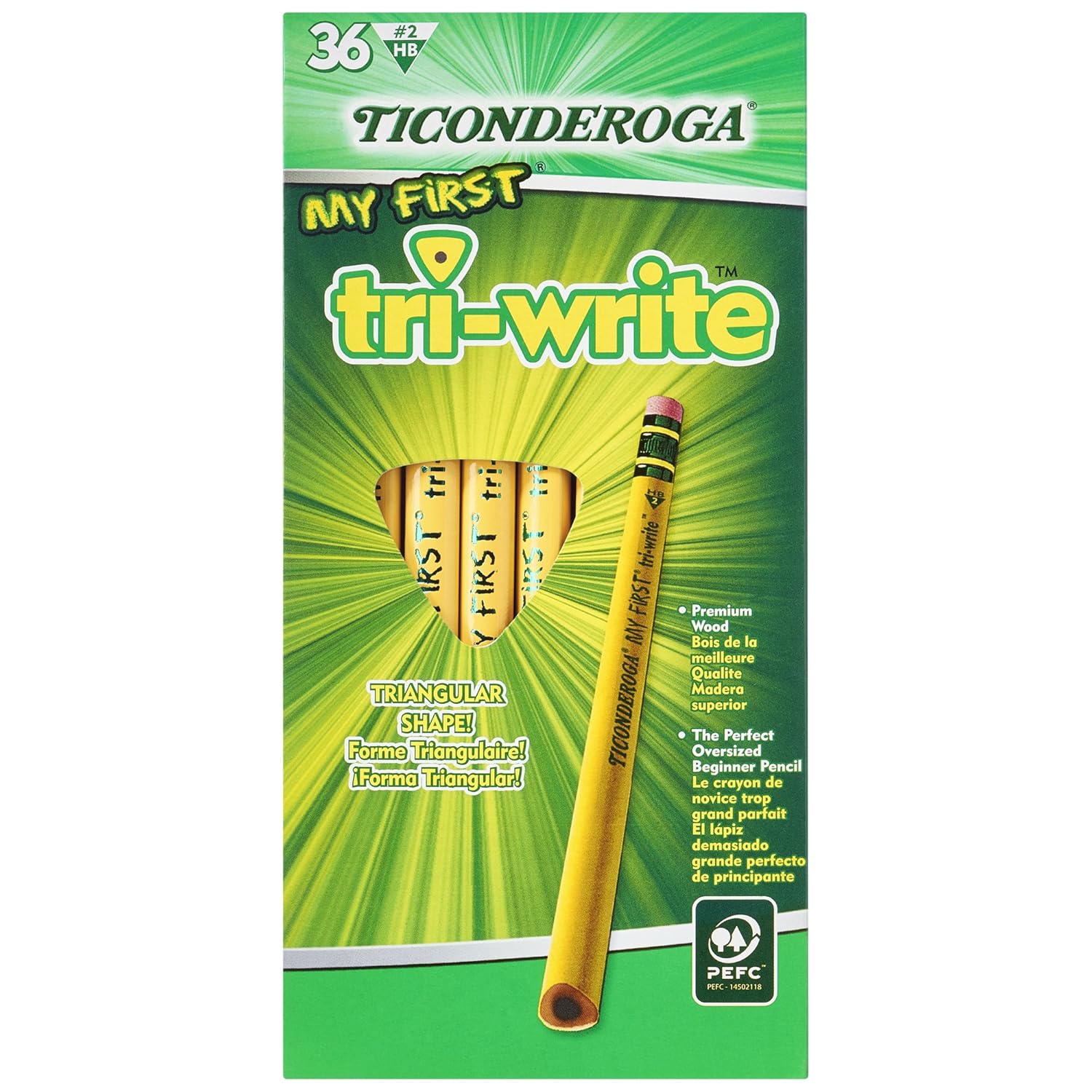 Ticonderoga WoodCased My First TriWrite Pencils, 2 HB Soft, With