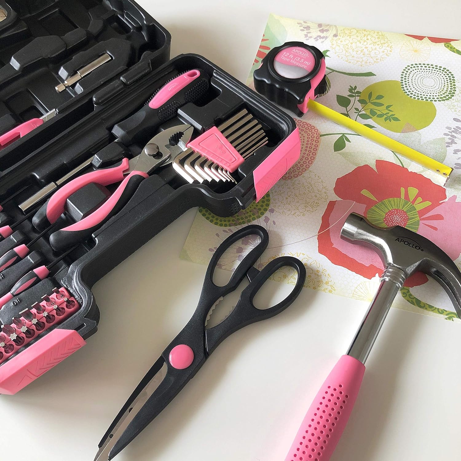 Apollo Tools Original 39 Piece General Household Tool Set in Toolbox Storage Case with Essential Hand Tools for Everyday Home Repairs - Hand Tool Sets - 