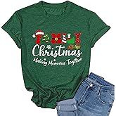 Snowflake Christmas Shirts Women Xmas Snowfall Snow GraphicTee Santa Family Winter Holiday Merry Christmas Tops