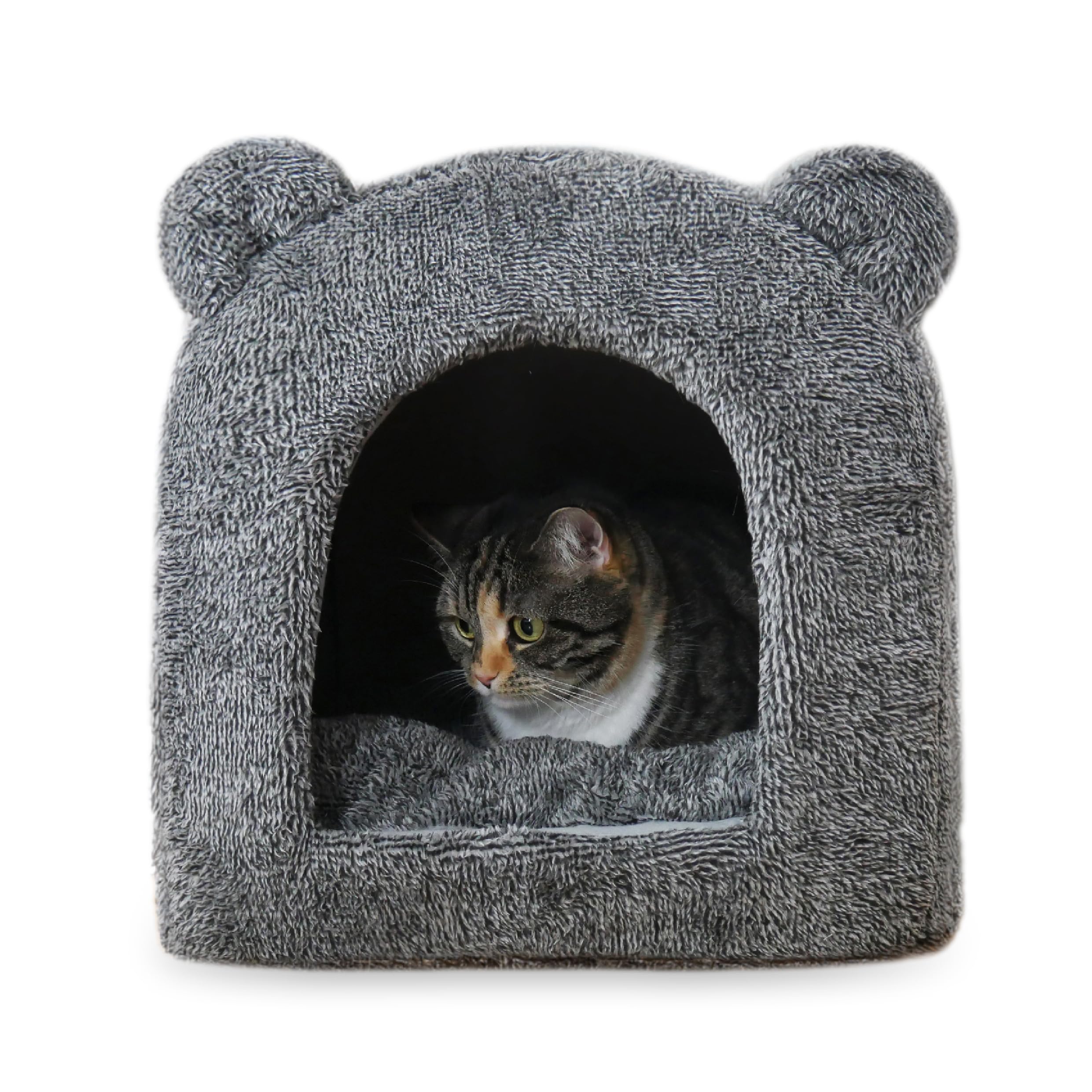 Rosewood Grey Teddy Bear Cat Bed