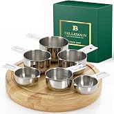 Bellemain Stainless Steel Measuring Cups Set of 6, Nesting Design | One-Piece Design With mL And oz Markings, Rust-Resistant, Dishwasher Safe, And Comfortable To Hold For Daily Use