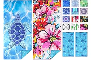 TWOYEK 2 Pack Microfiber Thin Beach Towel Lightweight 71x32 Oversized Extra Large Sand Free Towels Quick Dry for Travel Pool Yoga Gym Sports Beach Accessories Vacation Essential Gift