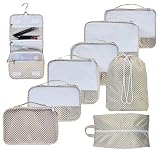 Foxy Traveler Packing Cubes Set – Cute Packing Cubes for Travel, Luggage Organizer Bags for Suitcase, For Kids & Family, Floral, Neutral & Aesthetic Travel Organizer Set-Gingham