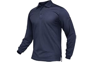 TACVASEN Men's Long Sleeve Polo Shirt Quick Dry Tactical Performance Golf Collared Work Casual Moisture Wicking Shirts