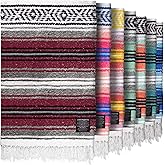 Mexican Blanket (Authentic Handmade Falsa) - Durable, Lightweight Baja Indian Blanket for Yoga, Beach, Camping, Picnic, Car/Truck, Outdoor Mexican Throw, Baja Saddle Blanket, 70"x50", Cherry