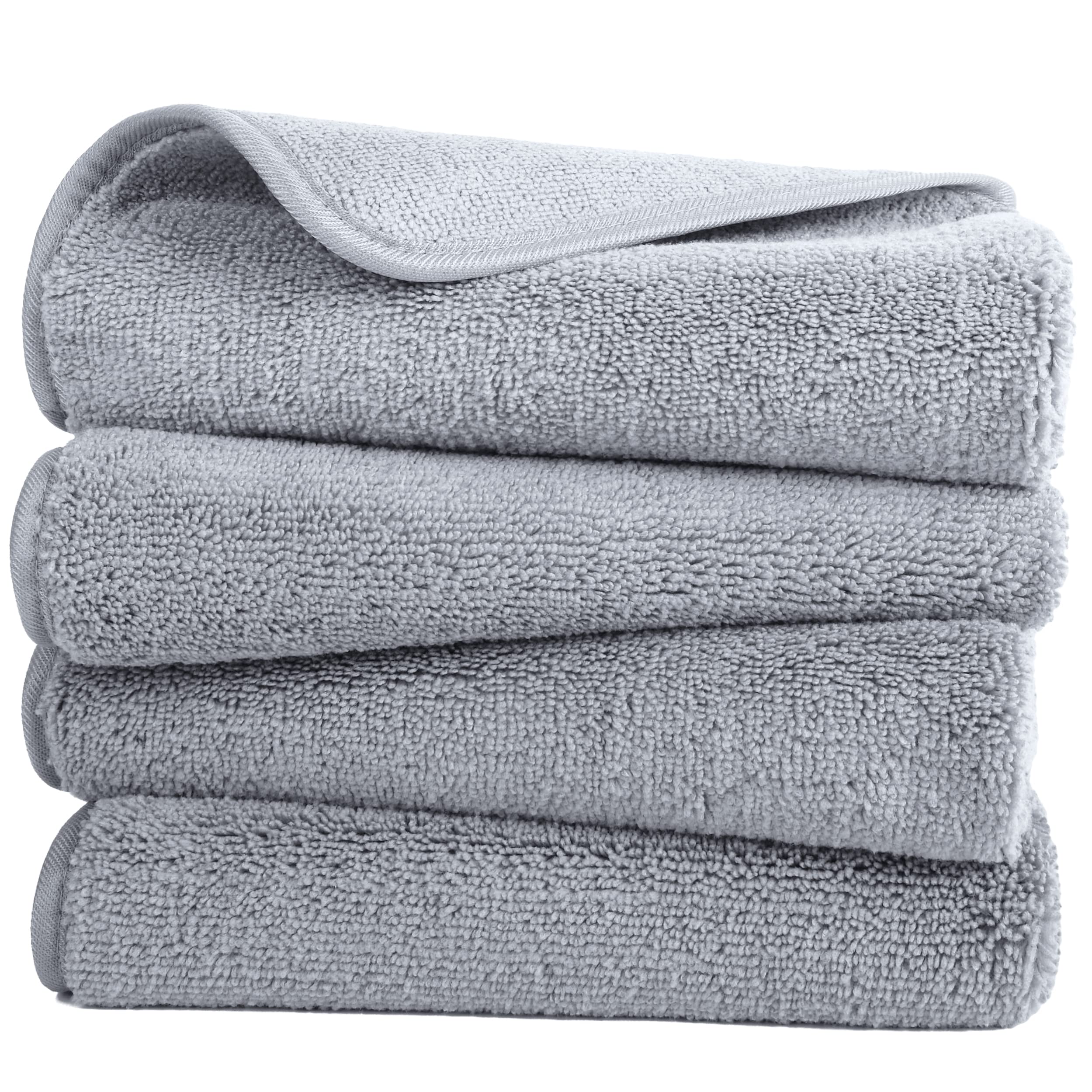 POLYTE Quick Dry Lint Free Microfibre Hand Towel, 40 x 76 cm, Set of 4 (Gray)
