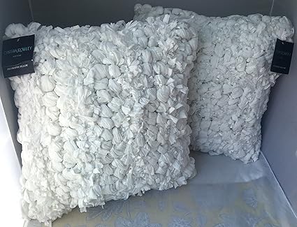 Set Of Two 2 Cynthia Rowley Textured Pebble Ruffle Flounce Cream