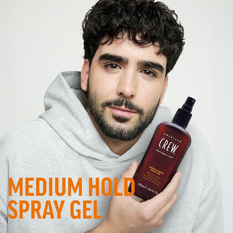 Gel spray de fixação média, gel para cabelo masculino com fixação média, proporciona controlo e flexibilidade, protetor e hidratante para todos os tipos de cabelo, 250ml