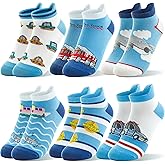 Welwoos Kids Boys Ankle Socks No Show Low Cut Funny Cute Cartoon Novelty Cotton Socks 6 Pairs