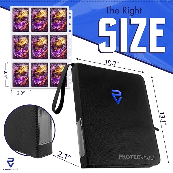 POKEMON CARD BINDER 900 POCKET WITH MAGNIFYING GLASS – TRADING CARD STORAGE ALBUM ZIPPER 3 RING FOR MTG SPORTS CARDS TCG – PREMIUM BLACK HOLDER ORGANIZER
