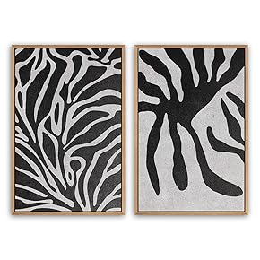 SIGNWIN 2 Piece Framed Canvas Wall Art Black...