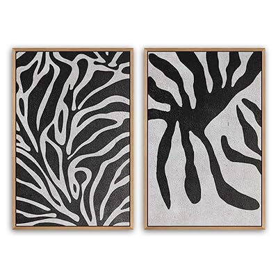 SIGNWIN 2 Piece Framed Canvas Wall Art Black...
