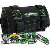 Rhino USA Tool Bag Roll - Heavy Duty Canvas Organizer for Tools | Labeled &amp; Removable Pouches for Ultimate Travel Tool Storage. For UTV, Car, Truck, 4x4 Offroad &amp; Garage Use. Black