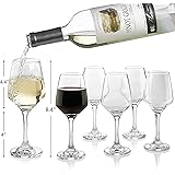 Premium Wine Glasses 10 Ounce - Lead Free Clear Classic Wine Glass with Stem Pack of 6 - Great For White And Red Wine - Elega