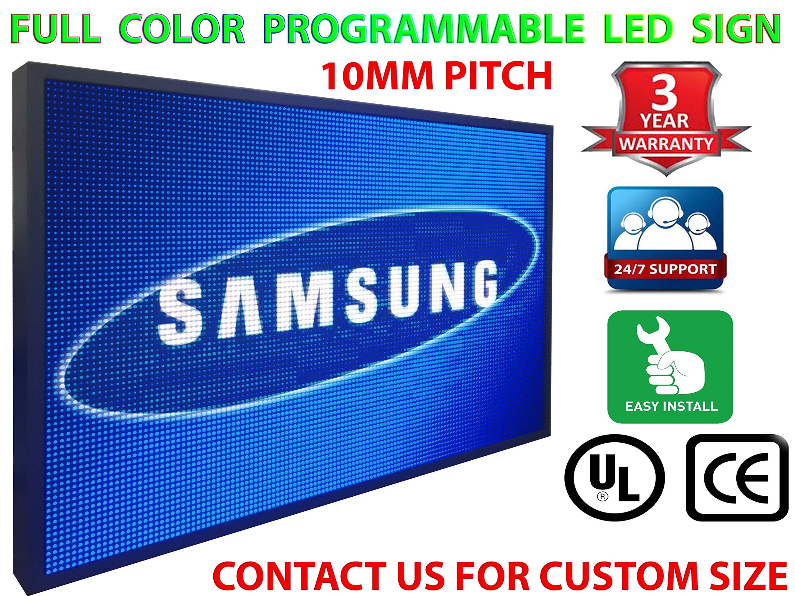 FULL Color 12" X 38" PROGRAMMABLE 10MM LED SIGN BOARD SEMI-OUTDOOR LOGO IMAGE ANIMATION DISPLAY OPEN CLOSE BEER BAR SIGN BOARD
