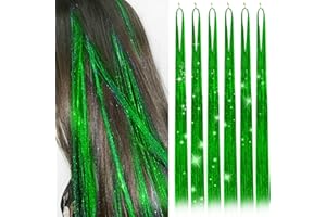 LOEVCC Hair Tinsel Kit with 47INCH 1200 Strands Heat Resistant Glitter Tinsel Hair Extension, Sparkling Shinny Fairy Hair Accessories for Women Girls Kids Festival Party Dazzle (Brilliant green)