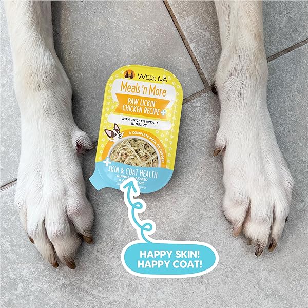 WERUVA MEALS ‘N MORE NATURAL WET DOG FOOD, WOOF WOOF FLOOF! SKIN & COAT HEALTH VARIETY PACK, 3.5OZ CUP (PACK OF 10)