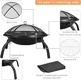 Yaheetech Fire Pit Portable Folding Firepit with Grill 54 cm Dia Black view 6