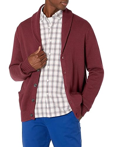 Goodthreads Men's Soft Cotton Shawl Cardigan Sweater, Burgundy