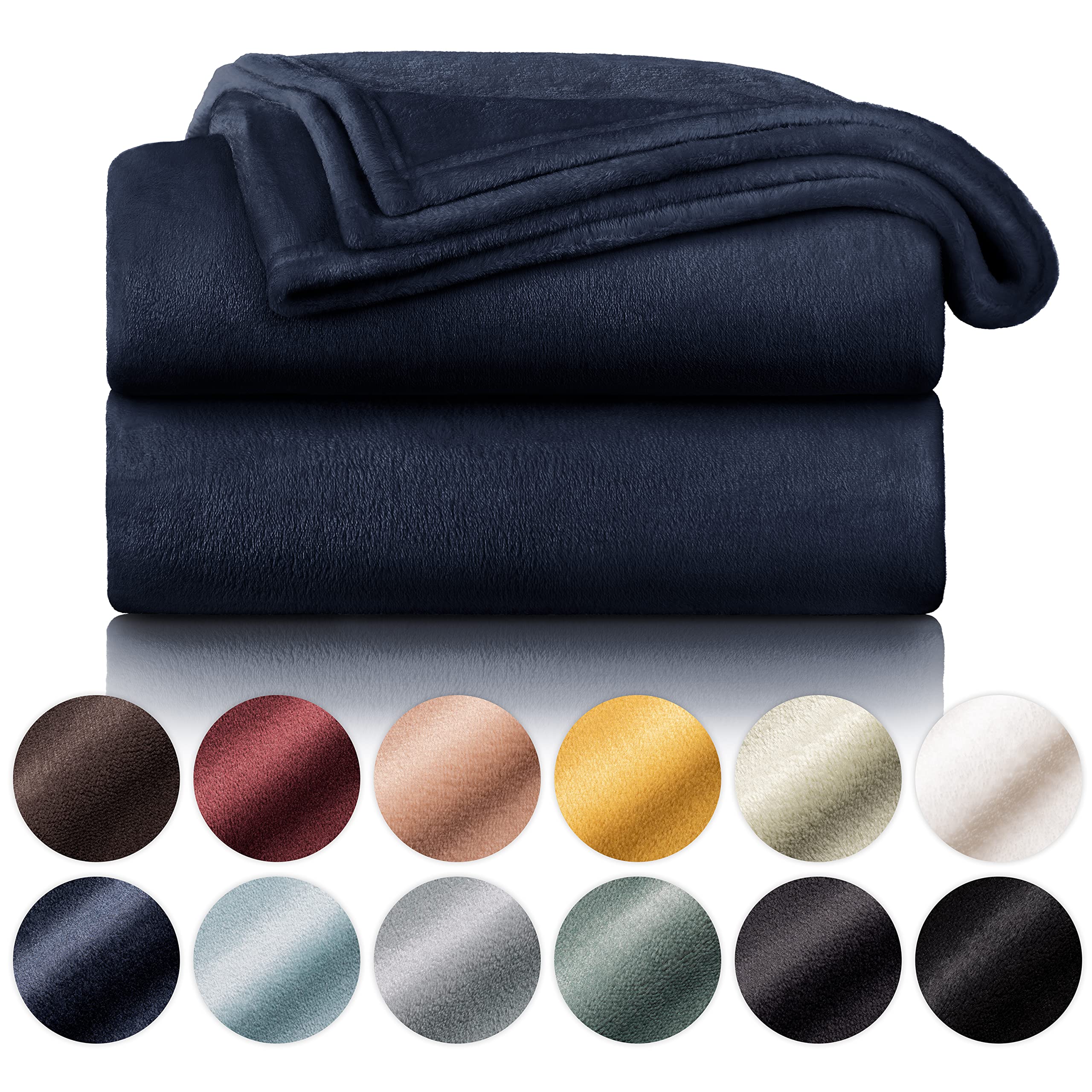 Blumtal Cosy Fleece Blanket - Super Fluffy and Thick Throws for sofas, Dark Ocean Blue Throw Blanket - Double Size, 200 x 150 cm