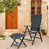 Grand Patio Aluminium Folding Chair with 6-Position Backrest Black view 2