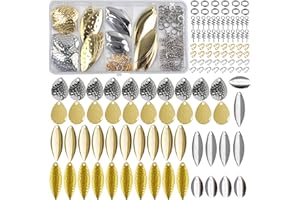 JOGFFDE Fishing Spoons Rigs Spinner Blades Baits Kit, 150pcs Willow Colorado Blade Spin DIY Lure Making Supplies for Spinnerbait Bass Walleye Pike Spinner Rigs Making Accessories Set