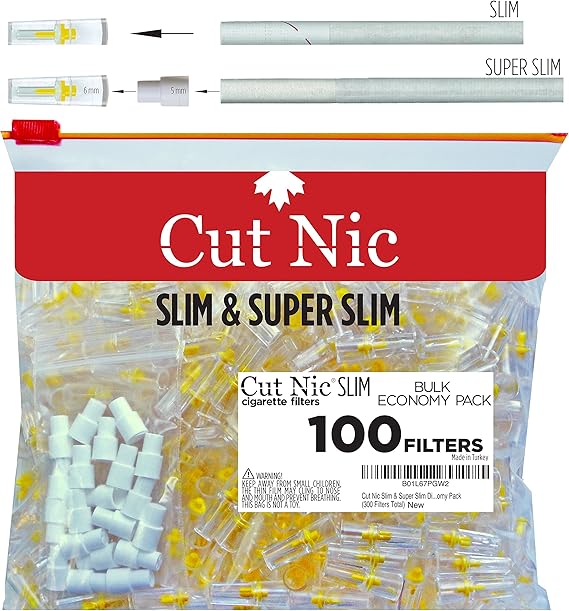 Download Cut-Nic Slim & Super Slim Disposable Cigarette Filters - Bulk Economy Pack (100 Filters Total ...