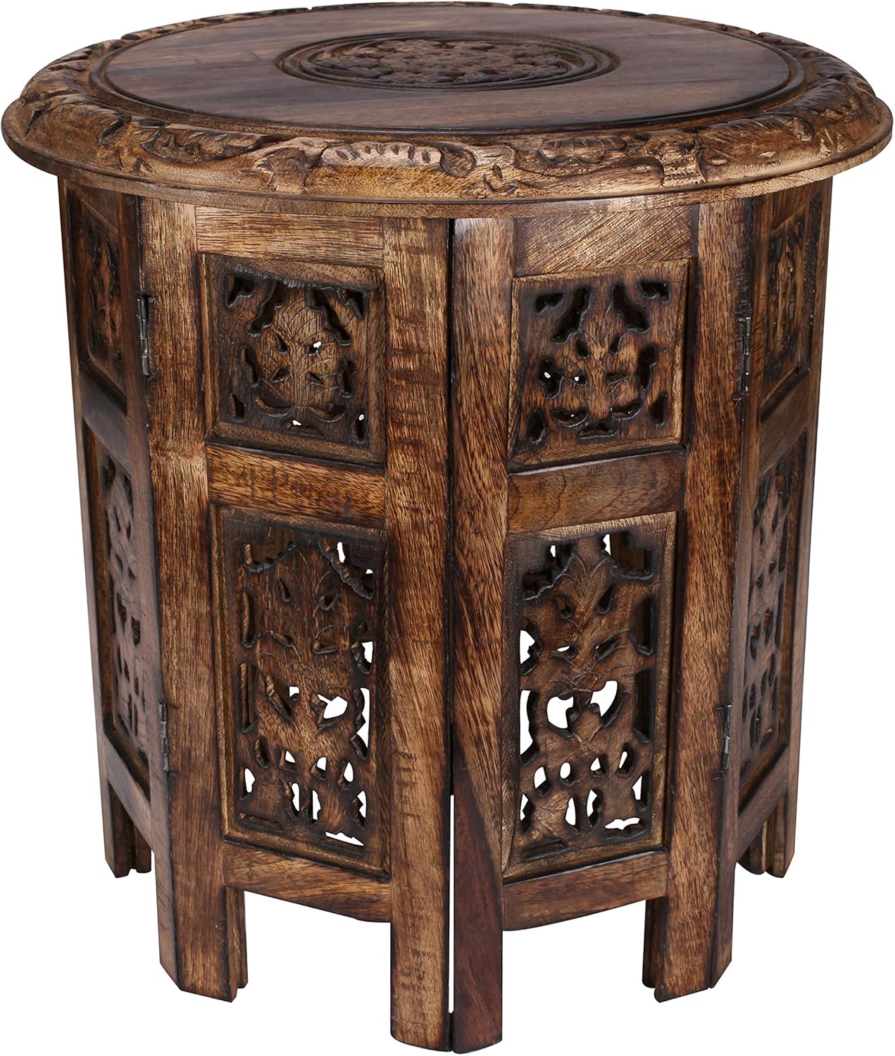 Solid Wood Hand Carved Accent Table, Side Table, entryway Table, Wooden end Table