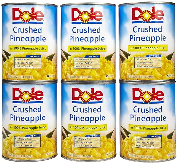 DOLE PINEAPPLE CRUSHED IN 100% PINEAPPLE JUICE, 20-OUNCE CANS (PACK OF 12)