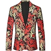 MOGU Mens Floral Suit Jacket Paisley Tuxedo Blazer Slim Fit Sport Coat for Prom, Party, Wedding, or Casual