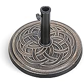 HealSmart 24.2 lbs Heavy Duty Umbrella Base 17.72" Round Patio Umbrellas-Stand for Outdoor, Lawn and Garden, Bronze