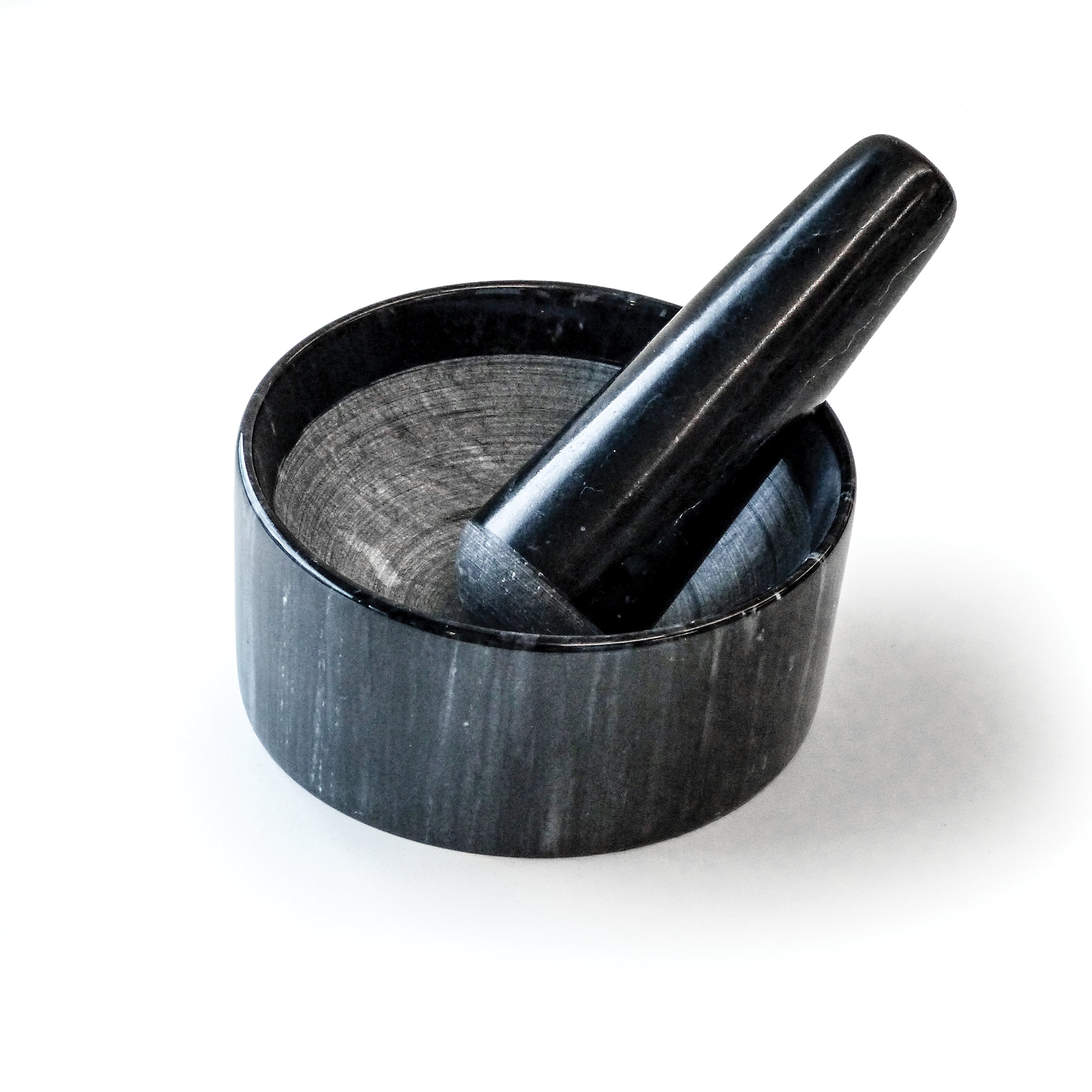 RSVP International 8014 Marble Mortar and Pestle Grind Herbs, Spices, Garlic and More, Black