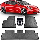 PBC Products Tesla Model 3 All Weather Floor Mats 2017 2018 2019 with Cup Holder Mats Weatherproof Front and Rear Heavy Duty