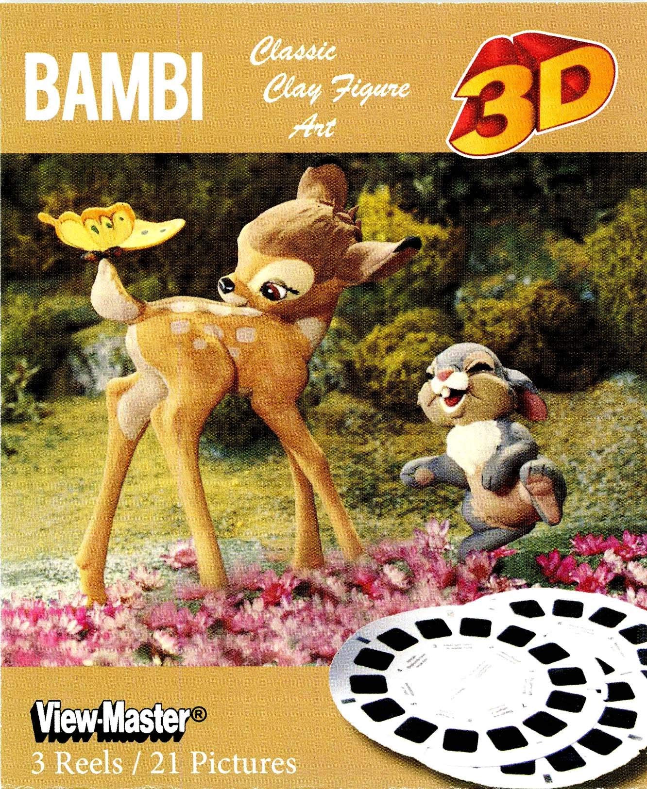 Bambi 3D Sculpted Clay Figure Art - 3 reels Compatible to View-Master