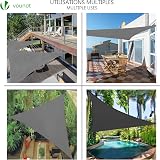 VOUNOT Sun Shade Sail Triangle 5x5x5m with Fixing Kit Grey view 2