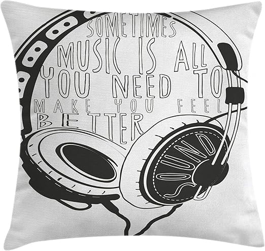 Amazon Com Ambesonne Music Throw Pillow Cushion Cover Headphones