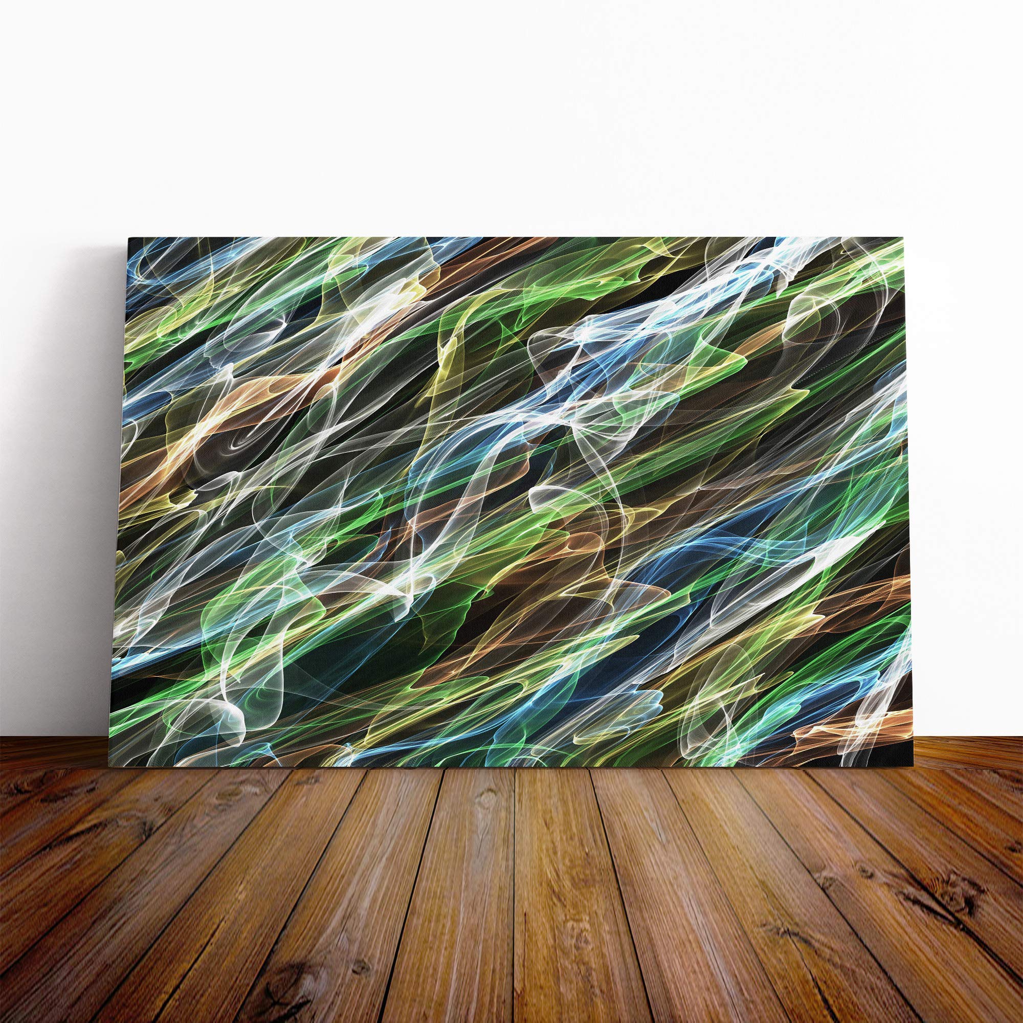 Wall Blue Abstract Art (34) Canvas Print | Gallery Wrapped 30mm Frame Wall Art | 20x14 inches | Ready to Hang | Abstract Picture | Living Room Bedroom Lounge Office