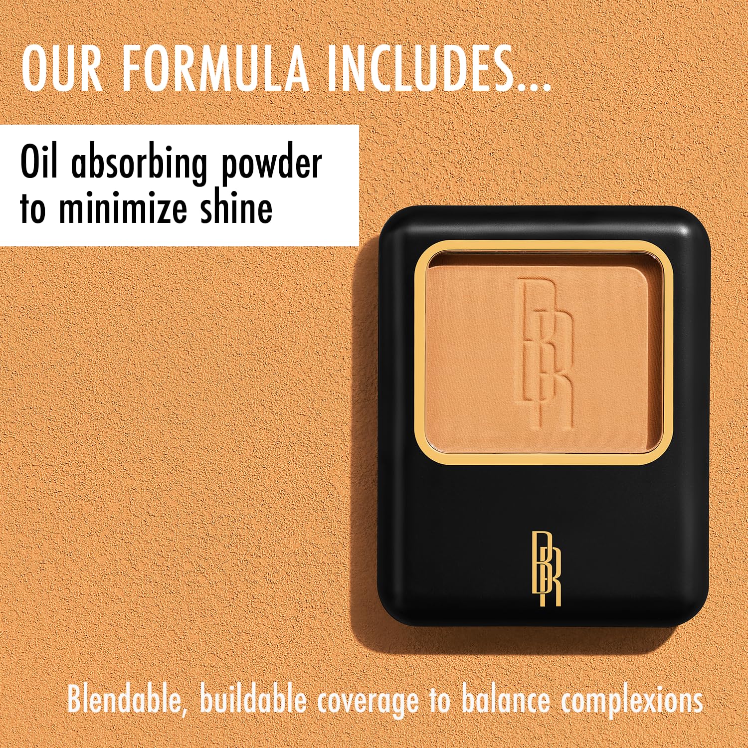 Black Radiance Pressed Powder, Pigment-Rich Matte Finish for Dark Skin Tones, Oil-Absorbing Compact with Mirror & Sponge - Rich Mahogany