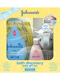 Johnson's Bath Discovery Baby Gift Set for Parents-to-Be, Bath Caddy with Baby Essentials (6 Items)