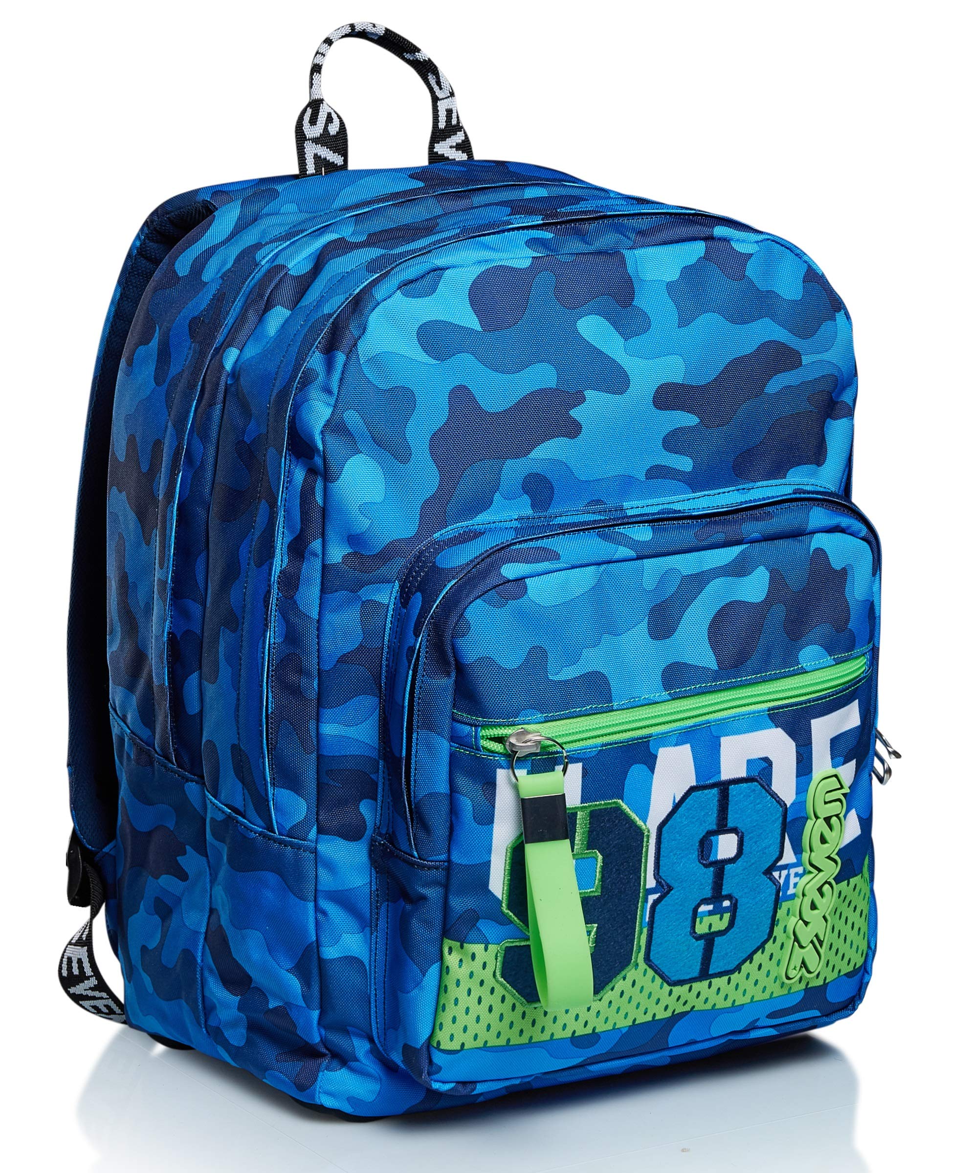 Seven Extra Fit Crew School Backpack, Blue, Double Compartment, School and Leisure