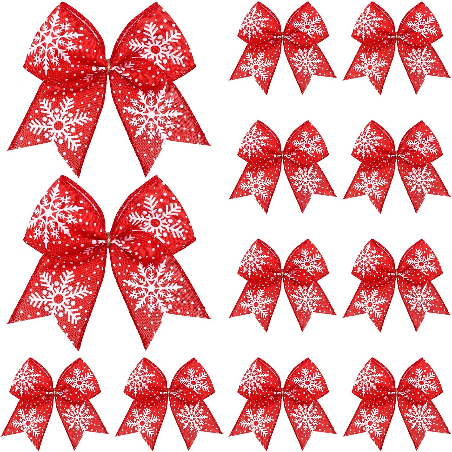Bows & Ribbons - Panelee 12 Pieces Burlap Bow Christmas Wreath Bow 6 x 6 Inch Burlap Bow Knot Snowflake Burlap Bow Christmas Tree Ornaments Craft Bows for Rustic Farmhouse Xmas Birthday Party (Red, Snowflake)