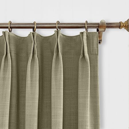 Chadmade 46w X 90l Inch Taupe Grey Faux Linen Curtain Drapes With