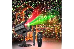 Christmas Projector Lights Outdoor, GUSODOR Red & Green Starlight 3 Modes with Remote and Timer Projection Lights, IP65 Waterproof Projector for Christmas Decorations Yard Holiday Party New Year