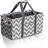 Extra Large Utility Tote Bag, Reusable Grocery Bags Foldable,Upgraded Metal Frame, With Sturdy Handles Reinforced Bottom Heavy Duty Oxford Fabric Moving Shopping Bags, Grey and White Ripples