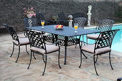 Amazon Com Cbm Outdoor Cast Aluminum Patio Furniture 7 Pc Dining