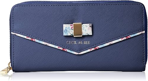 Amazon セシルマクビー 財布 レディース 長財布 ラウンドファスナー レターモチーフ 花柄 Cems 0052nv ネイビー 財布