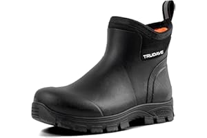 Trudave Men's Rain Boots Waterproof Garden Shoes, Ankle Rubber Work Boots, Camp Outdoor Snow Mud Boots for Farming, Hunting, Lawn Work, Size 7-14