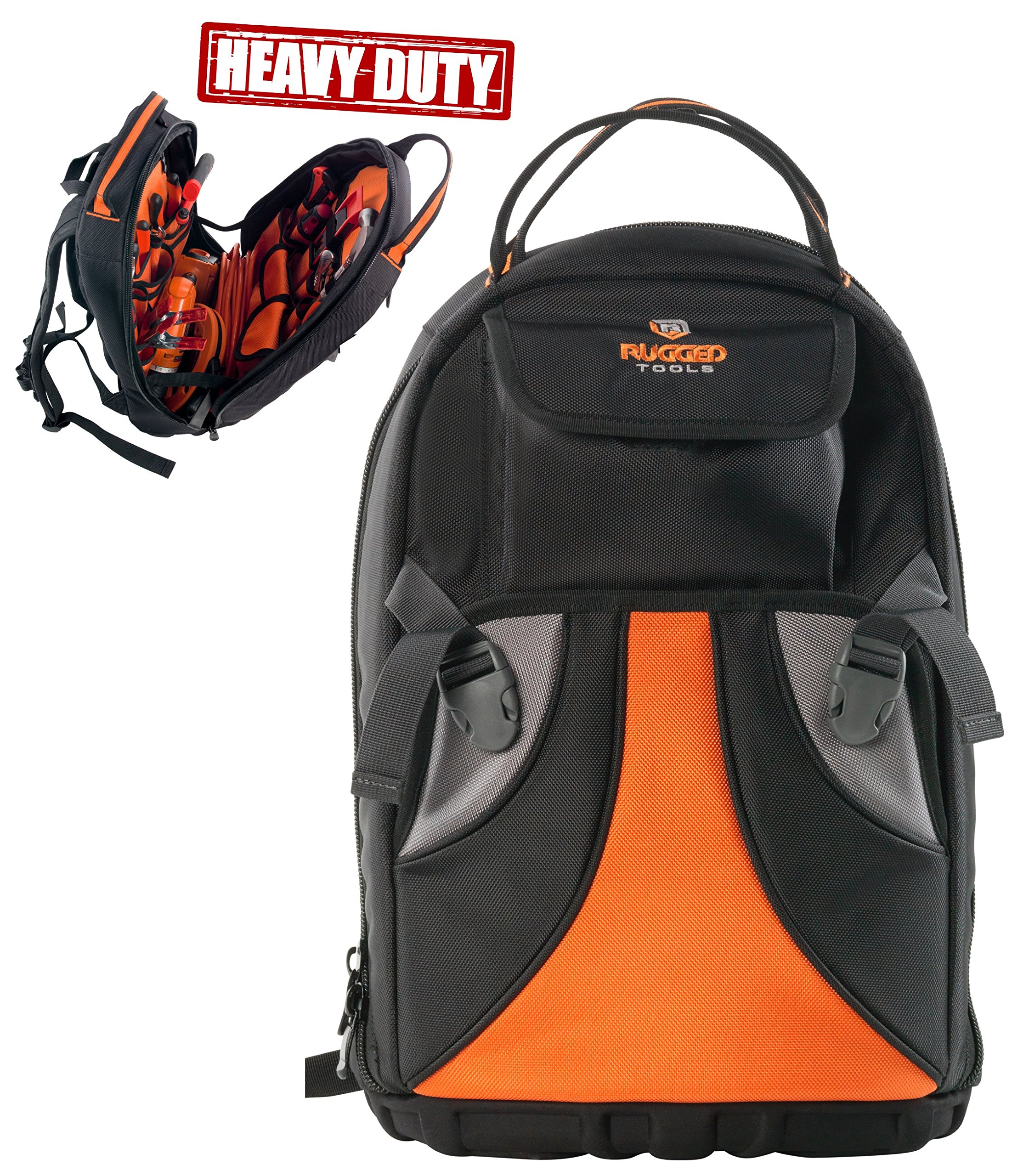 Rugged Tools Tradesman Tool Backpack 28 Pocket Heavy Duty Jobsite
